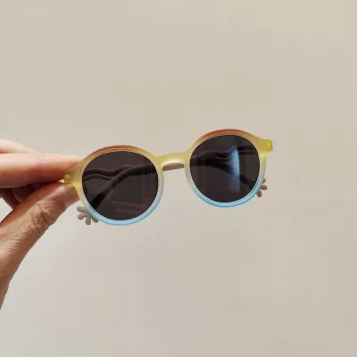 Kids Fashion Cute Jelly Color Round Frame Sunglasses TPEE TR TAC Lens