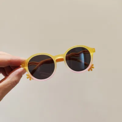 Kids Fashion Cute Jelly Color Round Frame Sunglasses TPEE TR TAC Lens