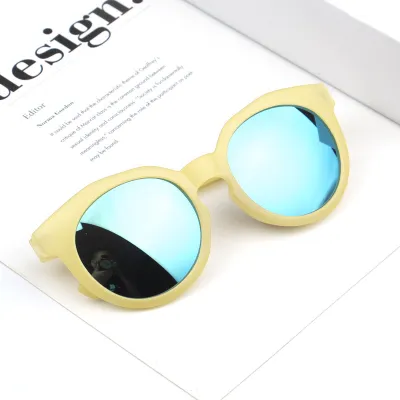 Kids Fashion Candy Color Frosted Oval Sunglasses Full Framework AC Lens