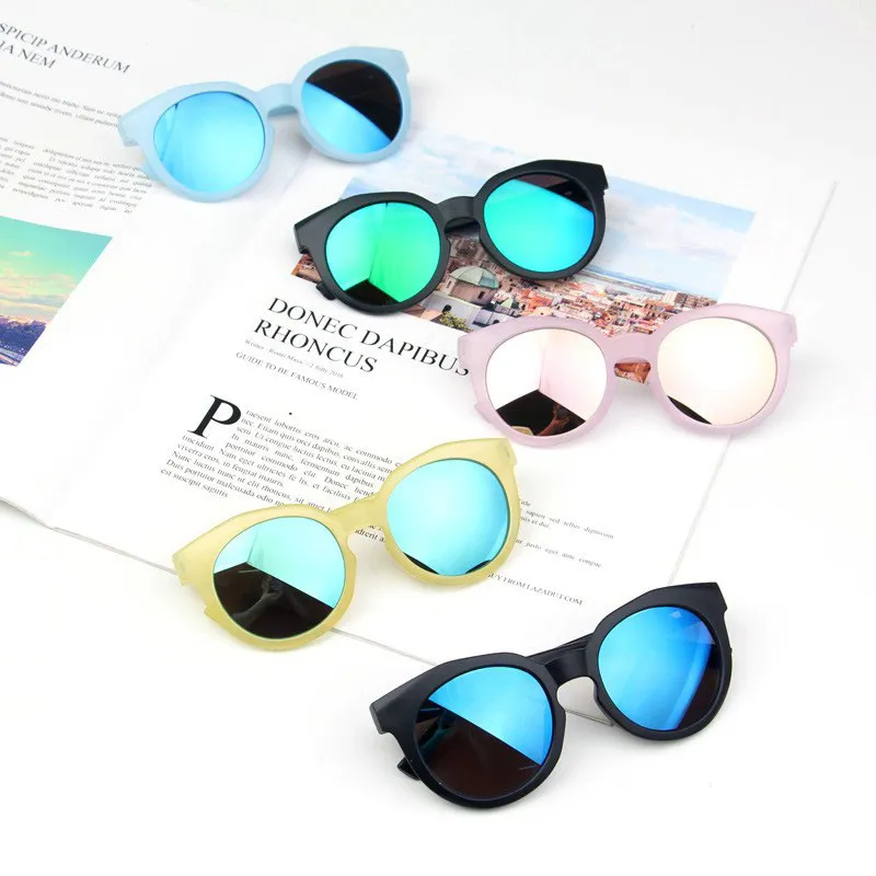 Kids Fashion Candy Color Frosted Oval Sunglasses Full Framework AC Lens