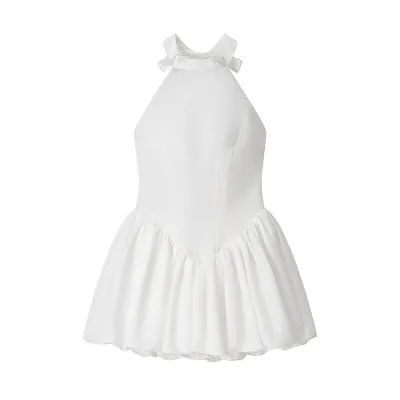 Women Elegant Elegant Tight Waist Bow Lace-Up Tutu Party Dress