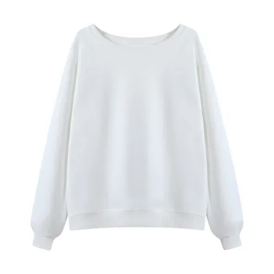 Women Autumn And Winter Solid Color Simple Off-Shoulder Sweatshirt