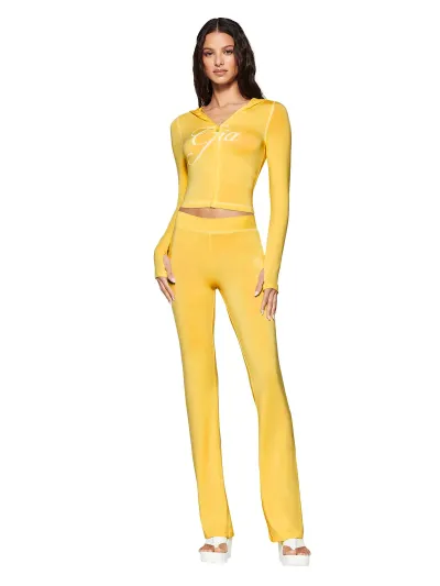 Women Fashion Printed Long Sleeve Hoodies Pants Two-Piece Set