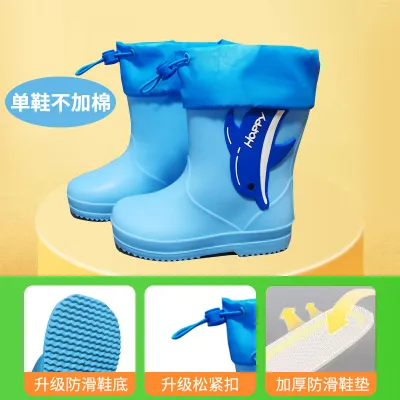 Kids Boys Girls Cartoon Waterproof Non-Slip Rubber Rain Boots Mid-Calf