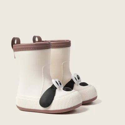 Kids Boys Girls Fashion Cartoon Puppy Waterproof PVC Rain Boots Mid-Calf