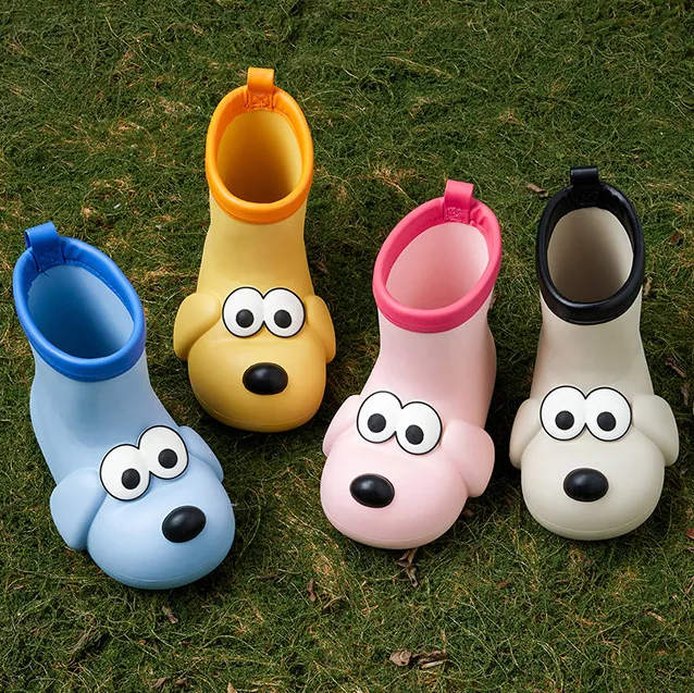 Kids Boys Girls Fashion Cute Waterproof Rain Boots Cartoon EVA Mid-Calf Flat Heel Unisex