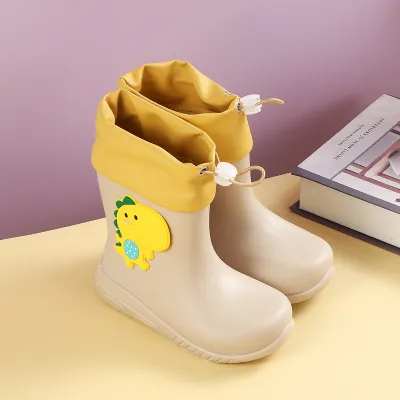 Kids Boys And Girls Fashion Cartoon Dinosaur Non-Slip PVC Rain Boots Ankle Length