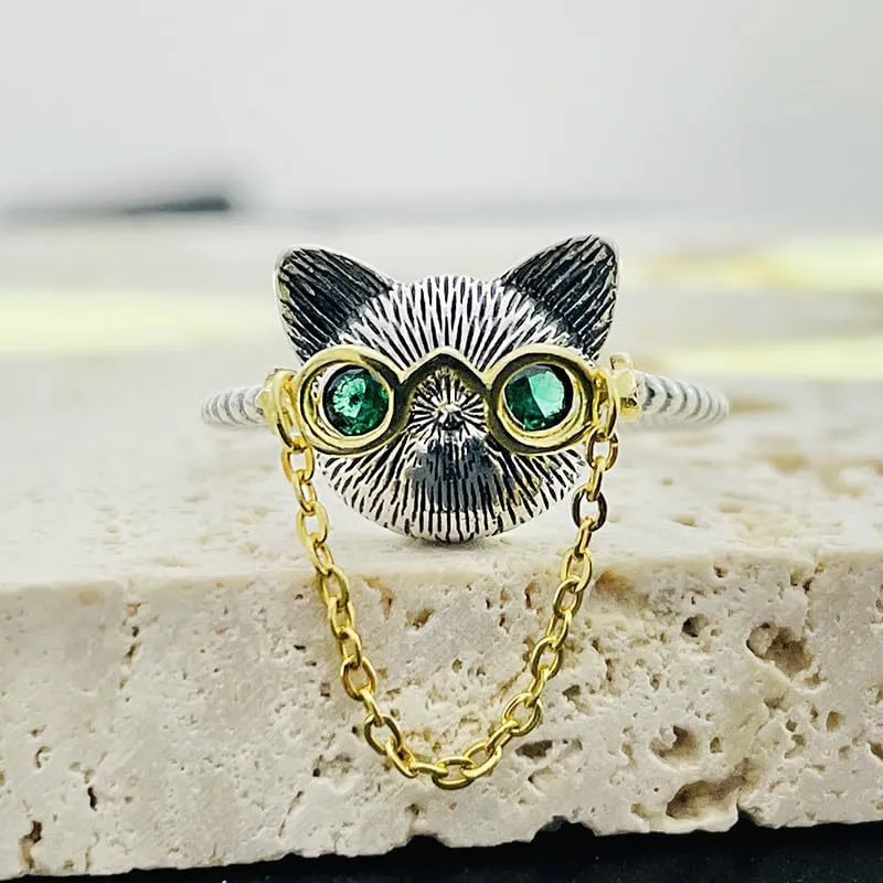 Creative Opening Adjustable Cat Ring Retro Alloy