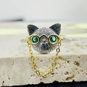Creative Opening Adjustable Cat Ring Retro Alloy