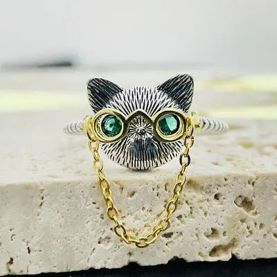 Creative Opening Adjustable Cat Ring Retro Alloy