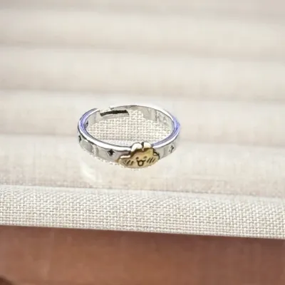 Vintage Women Cat Head Opening Geometric Line Adjustable Ring
