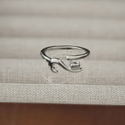 Vintage Women Cat Head Opening Geometric Line Adjustable Ring