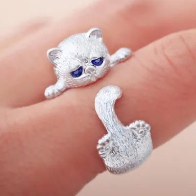 Women Fashion Cute Cat Ring Natural Breeze Alloy Sweet