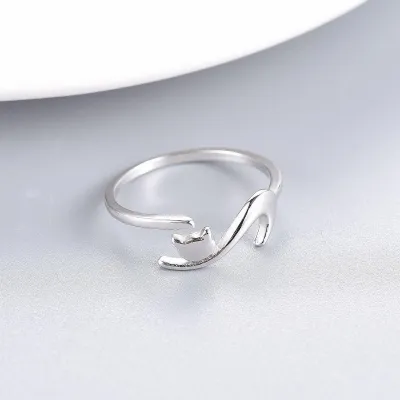 Women Fashion Cute Cat Ring Natural Breeze Alloy Sweet