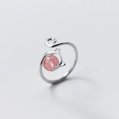 Women Fashion Cute Cat Ring Natural Breeze Alloy Sweet