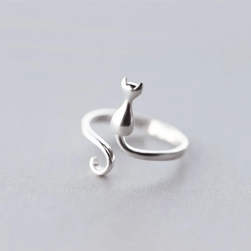Women Fashion Cute Cat Ring Natural Breeze Alloy Sweet