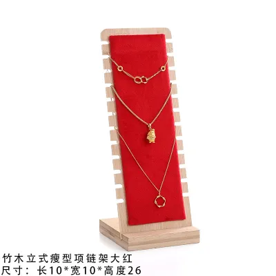 Simple Solid Wood Thin Necklace Display Stand