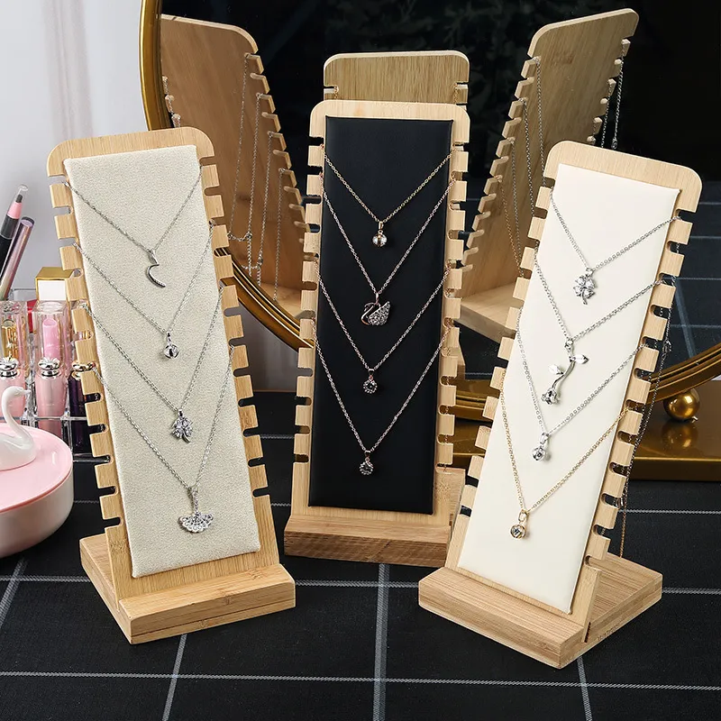 Simple Solid Wood Thin Necklace Display Stand