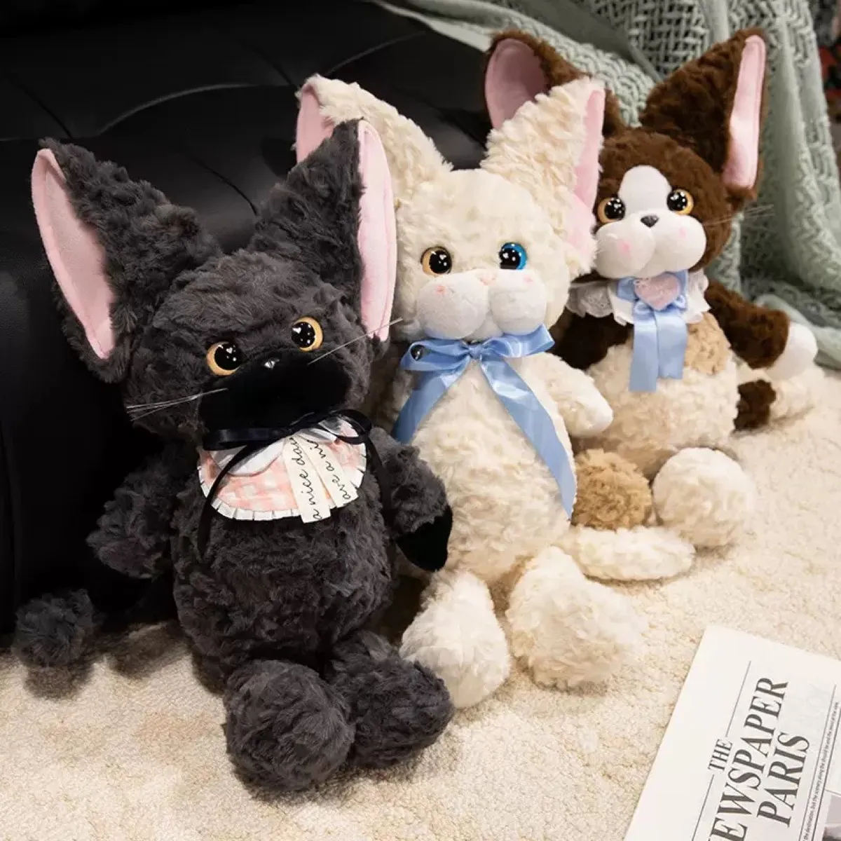 German Curly Cat Doll Plush Toy Stuffed Sponge Filled Fabric Plush Animal Dolls for Kids