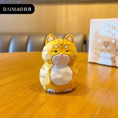 Creative Wood Carving Style Standing Cat Home Desktop Decorations
