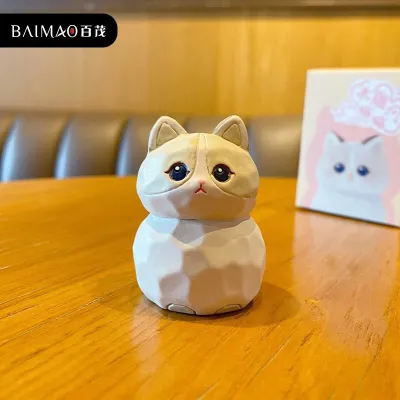 Creative Wood Carving Style Standing Cat Home Desktop Decorations