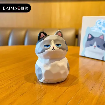 Creative Wood Carving Style Standing Cat Home Desktop Decorations