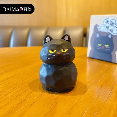 Creative Wood Carving Style Standing Cat Home Desktop Decorations