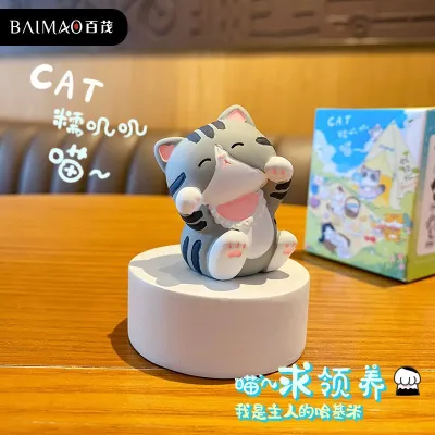 Creative Wood Carving Style Standing Cat Home Desktop Decorations