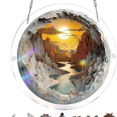 Acrylic Puzzle Light Catcher 83 Pieces Home Window Hanging Decoration Modern Minimalist Alien Ornament