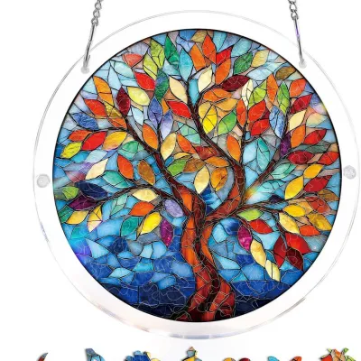 Acrylic Puzzle Light Catcher 83 Pieces Home Window Hanging Decoration Modern Minimalist Alien Ornament