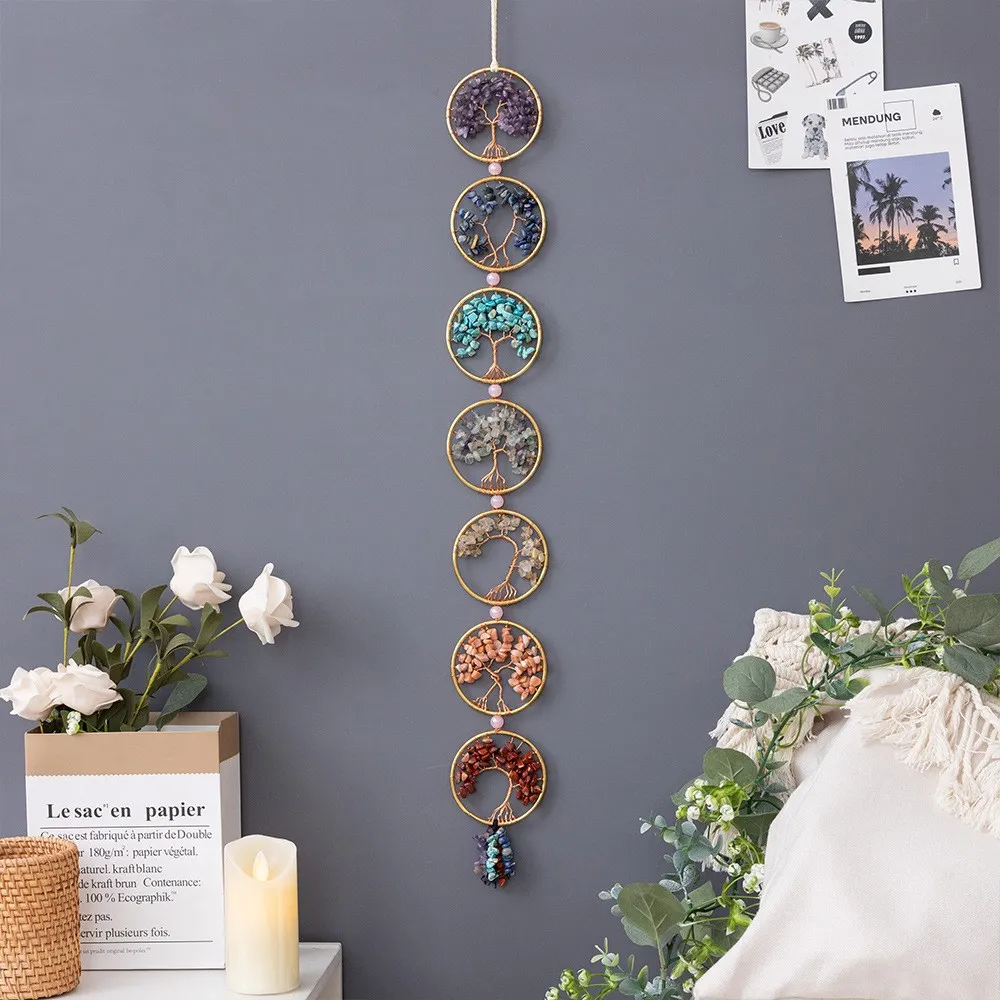 Fashion Tree of Life Agate Crystal Handmade Pendant Home Decoration