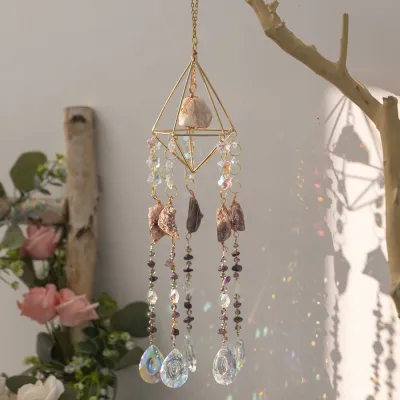 Modern Minimalist Tree of Life Agate Crystal Handmade Iron Pendant Home Decoration