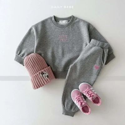 Kids Boys And Girls Spring And Autumn Letter Printed Loose Sweatshirt Pants Two-Piece Set