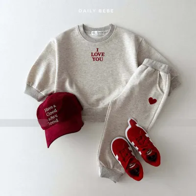 Kids Boys And Girls Spring And Autumn Letter Printed Loose Sweatshirt Pants Two-Piece Set