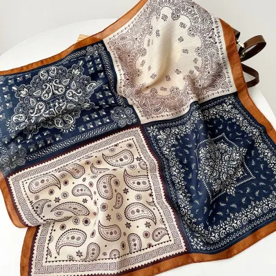 Women Fashion Retro Color Matching Square Scarf 65x65