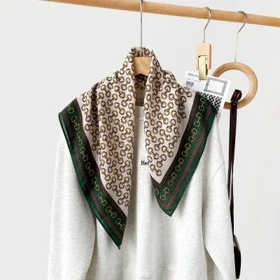 Women Fashion Retro Color Matching Square Scarf 65x65