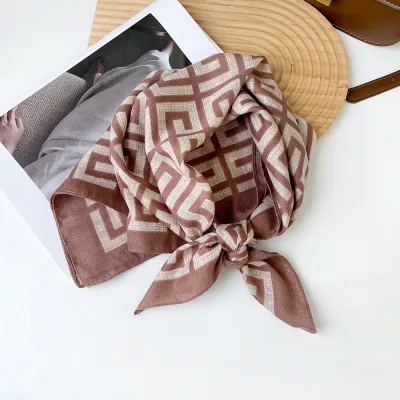 Women Fashion Retro Color Matching Square Scarf 65x65