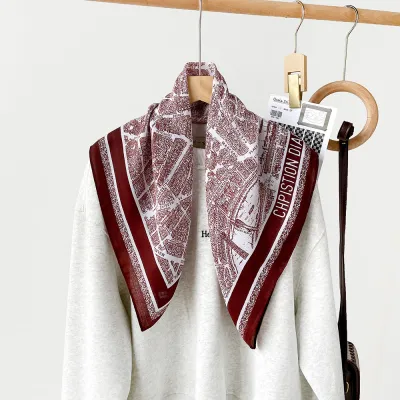 Women Fashion Retro Color Matching Square Scarf 65x65