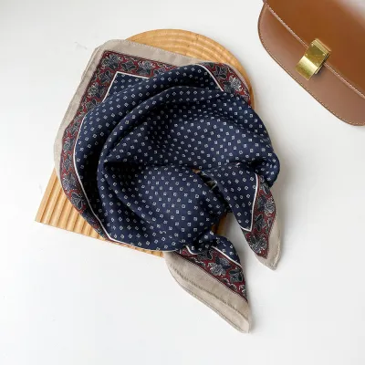 Women Fashion Retro Color Matching Square Scarf 65x65