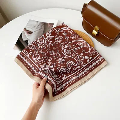 Women Fashion Retro Color Matching Square Scarf 65x65