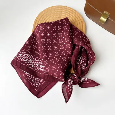 Women Fashion Retro Color Matching Square Scarf 65x65