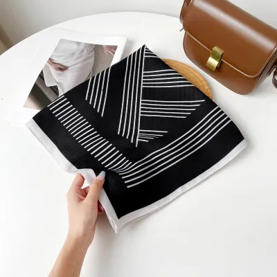 Women Fashion Retro Color Matching Square Scarf 65x65