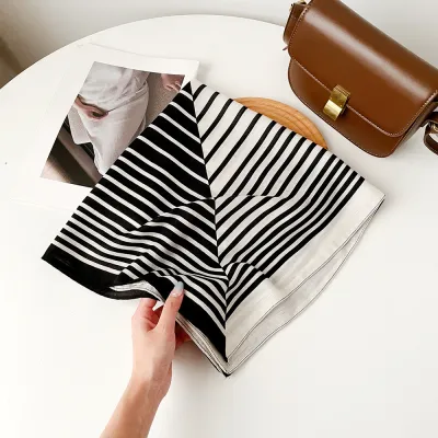 Women Fashion Retro Color Matching Square Scarf 65x65