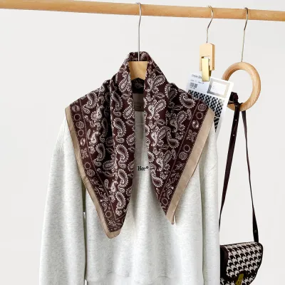 Women Fashion Retro Color Matching Square Scarf 65x65