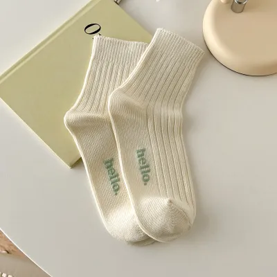 Women Fashion Spring Summer Cotton Macaron Color Mid-Calf Socks