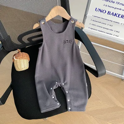Unisex Kids Baby Spring Autumn Cotton Sleeveless Strap Rompers