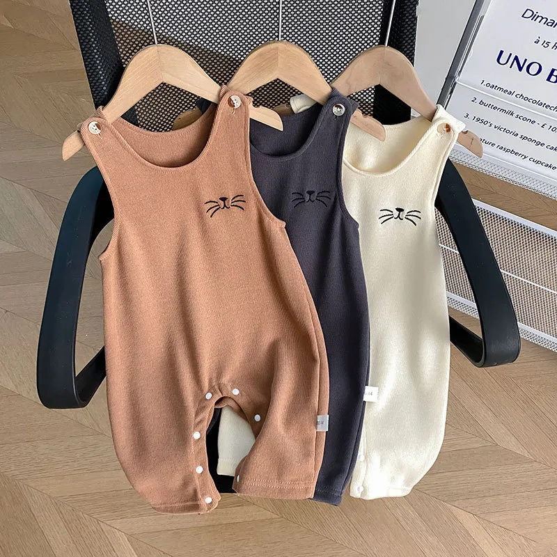 Unisex Kids Baby Spring Autumn Cotton Sleeveless Strap Rompers