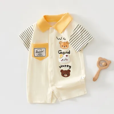 Kids Baby Boys and Girls Fashion Cute Summer Printed Thin Cotton Short-Sleeve Rompers