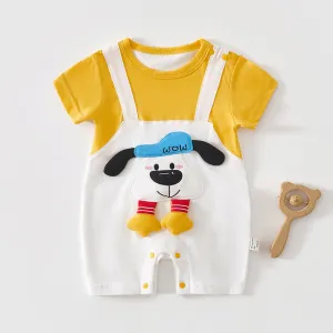 Kids Baby Boys and Girls Fashion Cute Summer Printed Thin Cotton Short-Sleeve Rompers