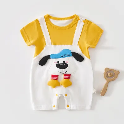 Kids Baby Boys and Girls Fashion Cute Summer Printed Thin Cotton Short-Sleeve Rompers